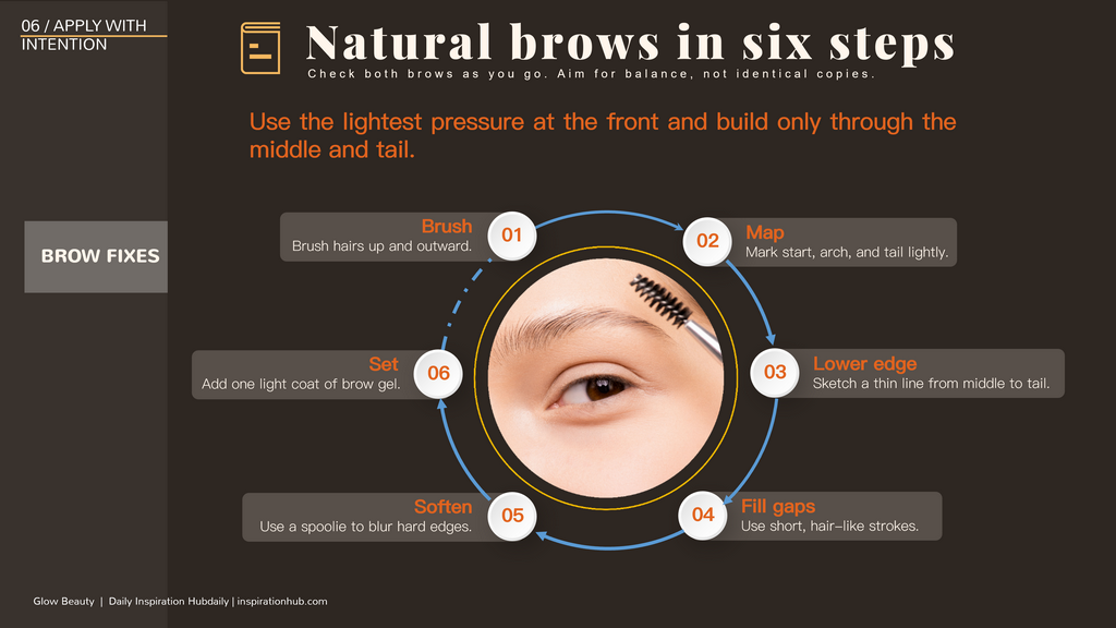 Three-point brow map with product notes