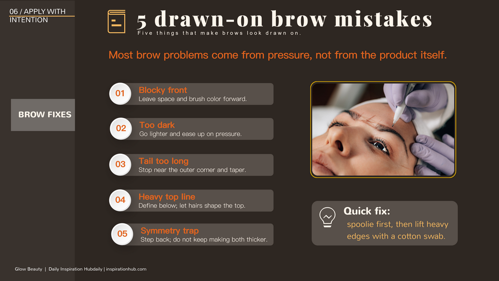Six natural-brow steps close-up