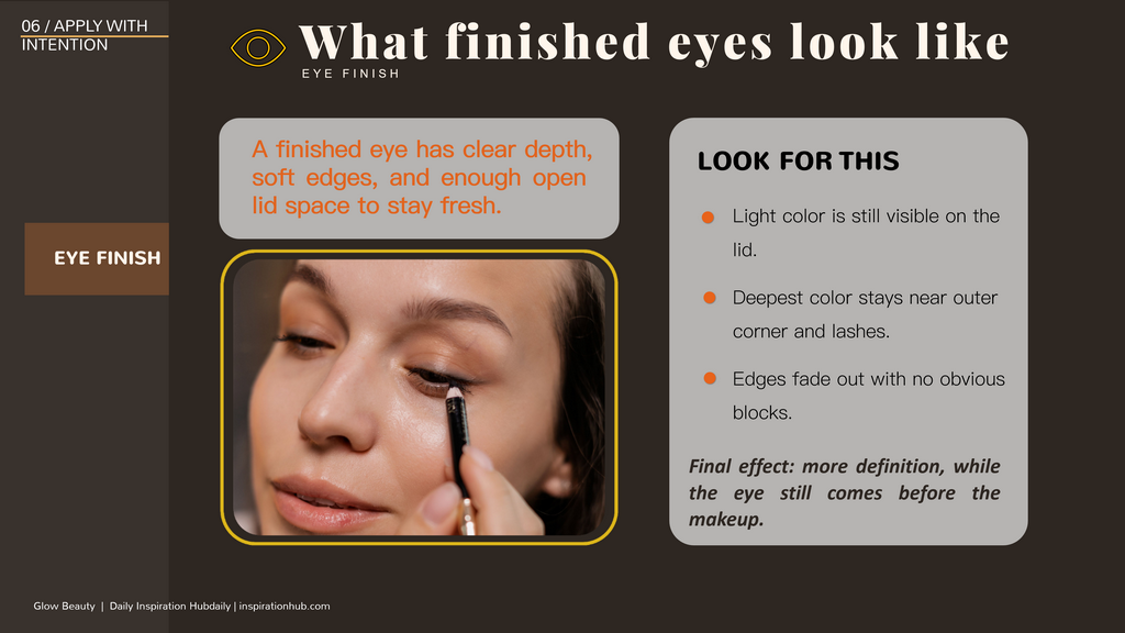 Finished eye with liner and mascara