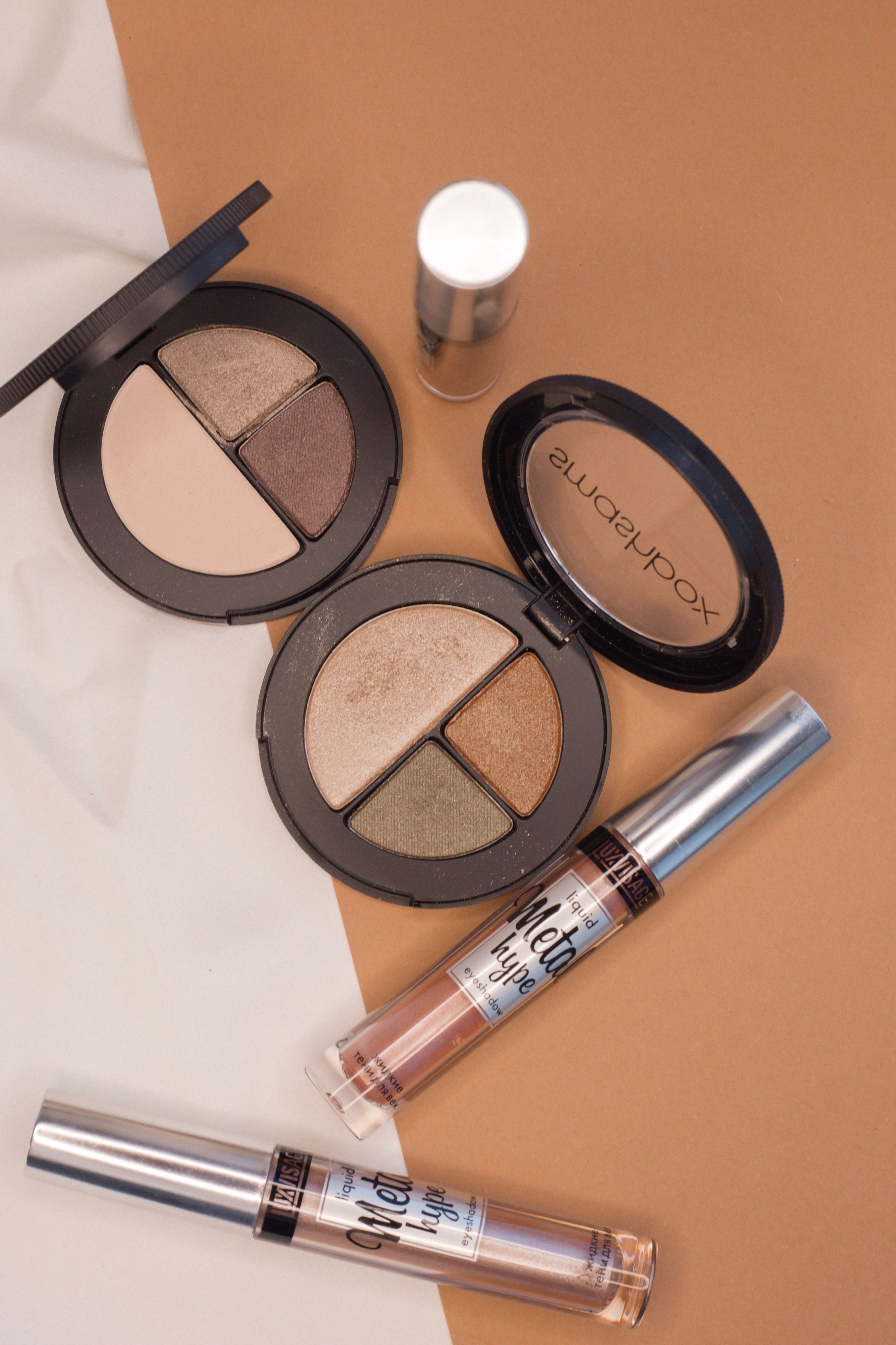 Everyday makeup product flat lay