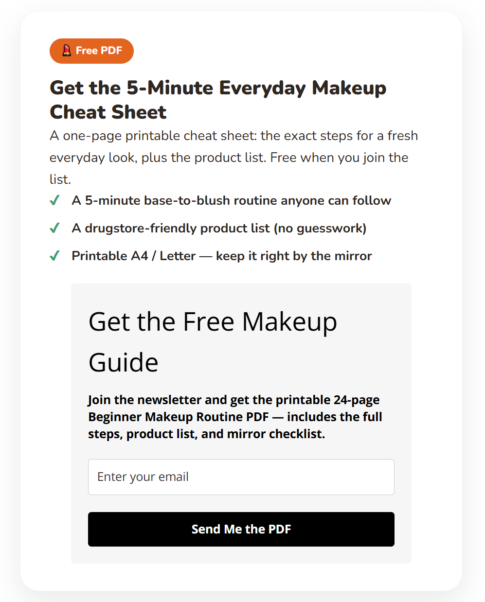 The email sign-up box on a guide page with an email field and a subscribe button